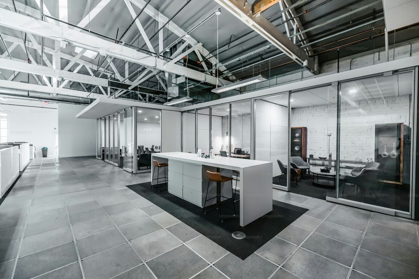 Modern open-plan corporate office interior